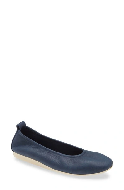 Shop Arche 'laius' Flat In Navy Leather