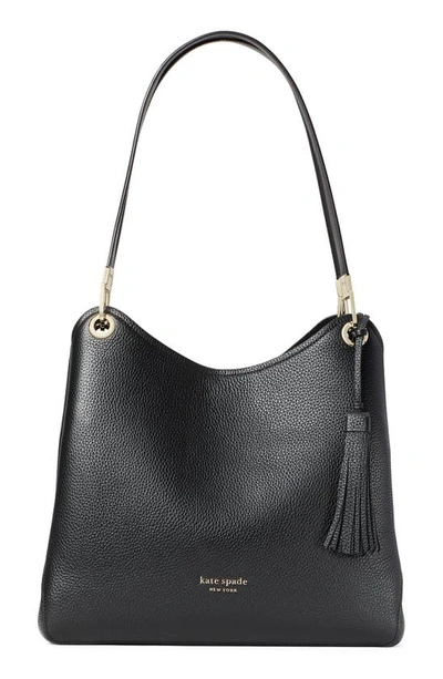 Shop Kate Spade Large Loop Leather Shoulder Bag In Black