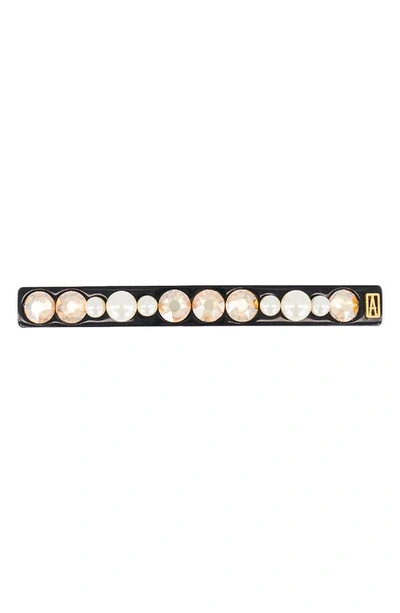 Shop Alexandre De Paris Crystals & Imitation Pearl Barrette In Black