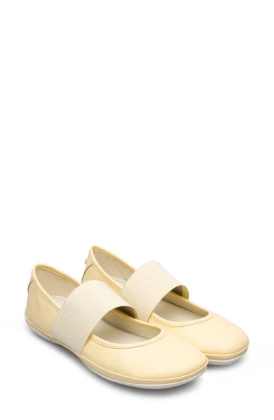 Shop Camper Right Nina Leather Ballerina Flat In Yellow