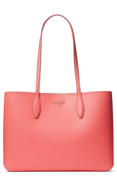 Shop Kate Spade All Day Large Leather Tote In Peach Melba