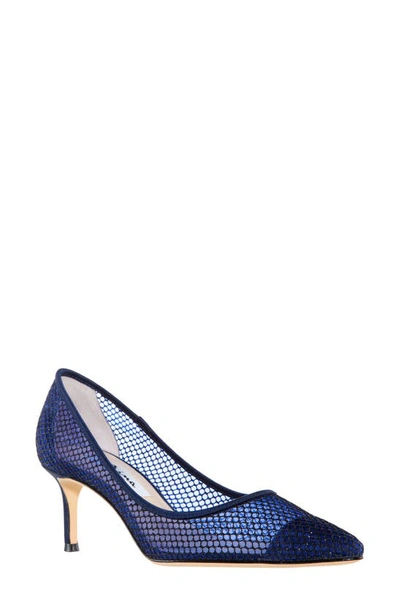 Shop Nina Niley Pointed Toe Pump In New Navy Luster Satin