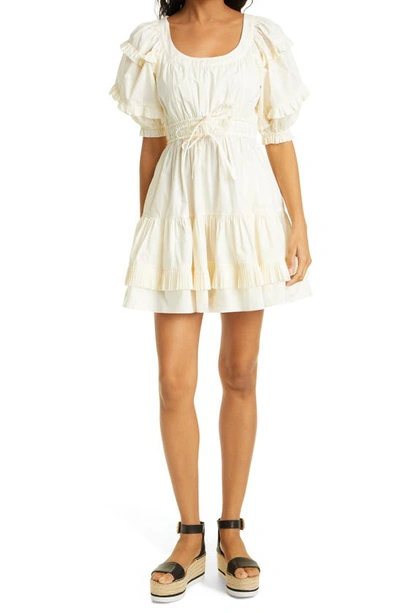 Shop Ulla Johnson Naomi Cotton Babydoll Dress In Blanc