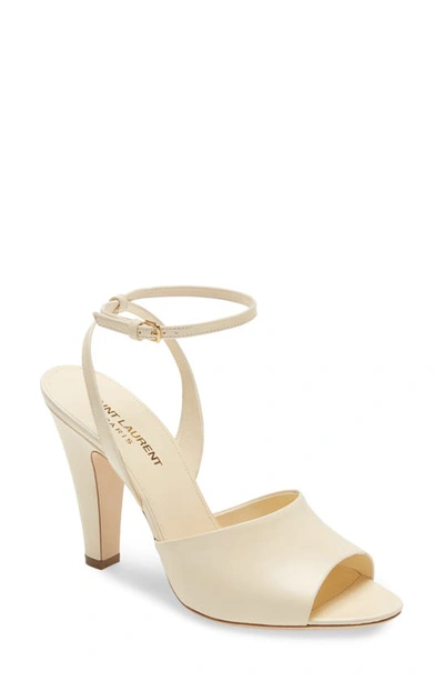 Shop Saint Laurent Scandale Ankle Strap Sandal In Egg Shell