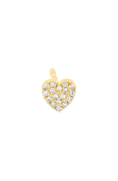 Shop Ef Collection Baby Diamond Heart Stud Earring In Yellow Gold/ Diamond