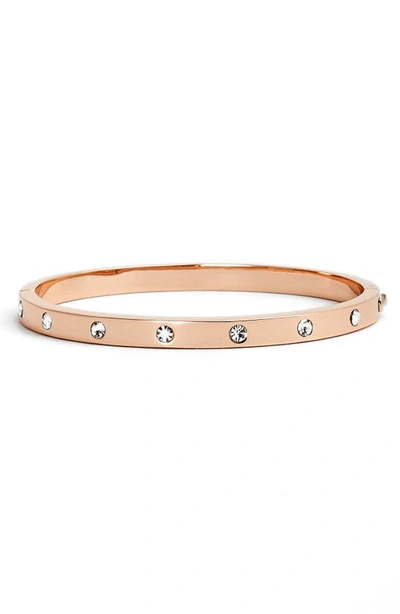 Shop Kate Spade Crystal Hinge Bangle In Rose Gold