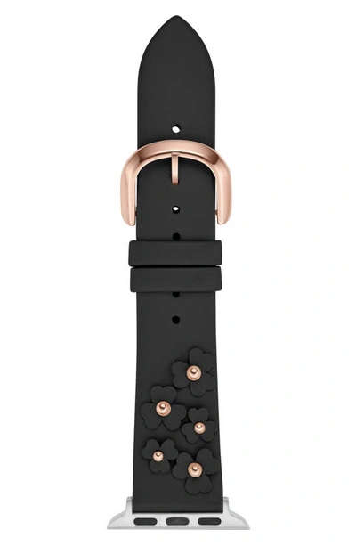 Shop Kate Spade Floral Appliqué Apple Watch® Band In Black