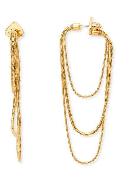 Shop Kate Spade Large Snake Chain Hoop Earrings In Gold