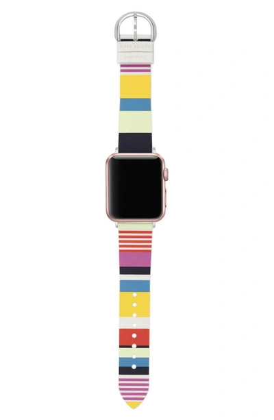 Shop Kate Spade Apple Watch® Stripe Silicone Strap In Multi