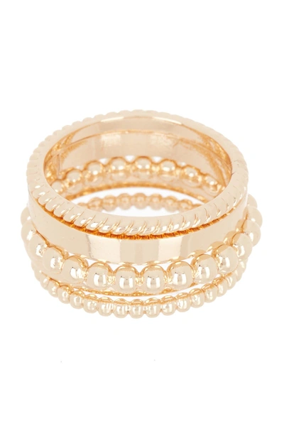 Shop Halogen Mixed Texture Metal Ring Stack In Gold