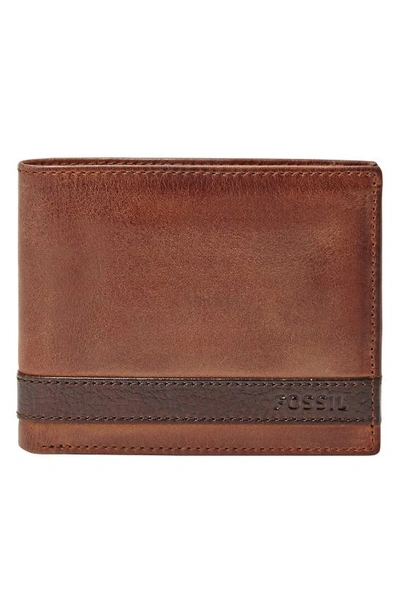 Shop Fossil Quinn Leather Bifold Wallet In Brown