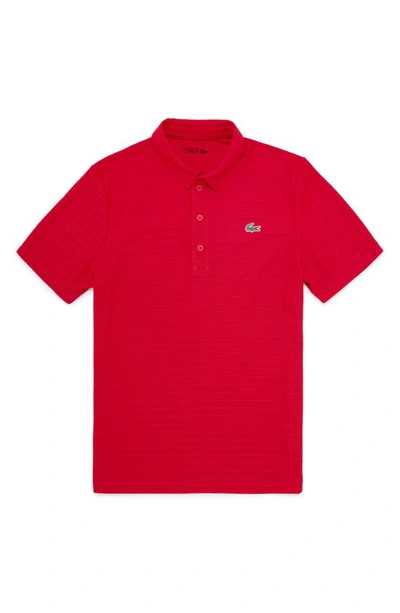 Shop Lacoste Jacquard Stripe Ultra Dry Perfomance Polo In Ruby