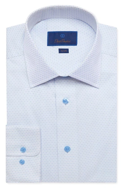 Shop David Donahue Trim Fit Dot Dress Shirt In White/ Sky