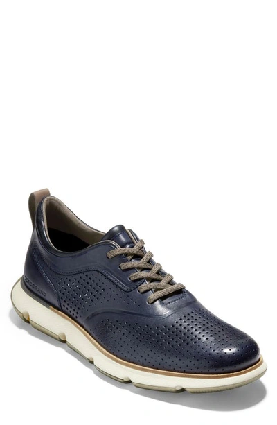 Shop Cole Haan 4.zerogrand Perforated Oxford In Marine Blue/ Ivory