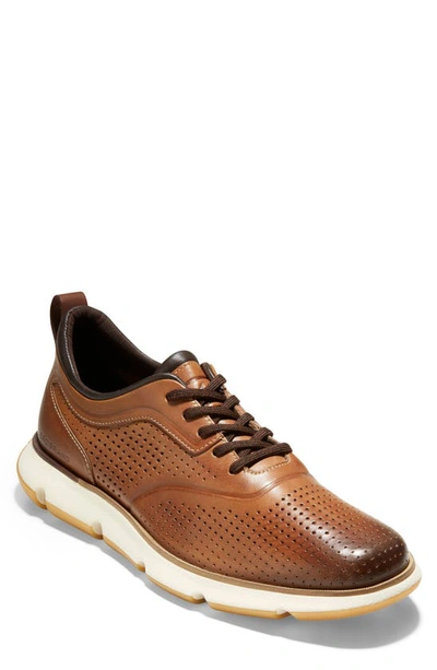 Shop Cole Haan 4.zerogrand Perforated Oxford In British Tan/ Ivory