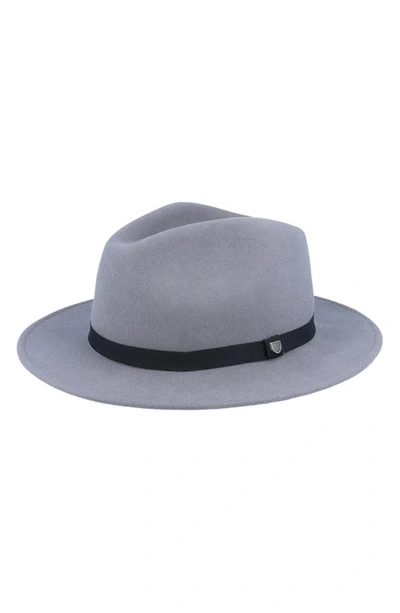 Shop Brixton Messer Packable Wool Fedora In Charcoal