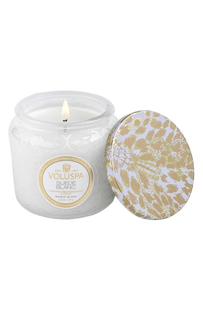 Voluspa Suede Blanc Petite Jar Candle In Suede Blanc