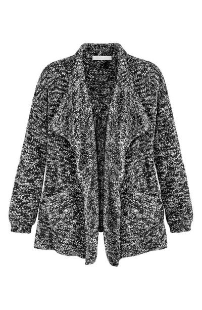 Shop Adyson Parker Marled Waterfall Cardigan In Black/ White Combo
