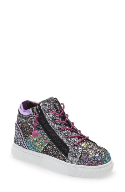 Steve Madden Kids Laylaa Glitter High Top Adaptive Sneaker In