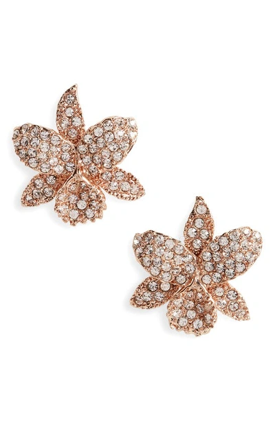 Shop Nina Small Orchid Swarovski Crystal Stud Earrings In Rose Gold