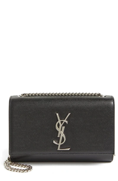 Shop Saint Laurent Small Kate Grained Leather Crossbody Bag In Noir