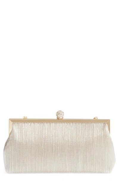 Shop Nina Aneka Pleated Shine Clutch In Champagne