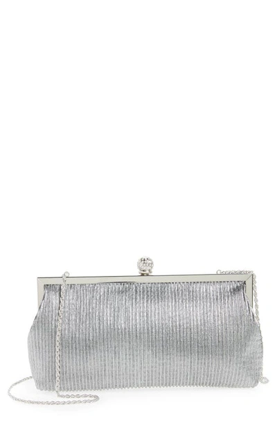 Shop Nina Aneka Pleated Shine Clutch In Steel