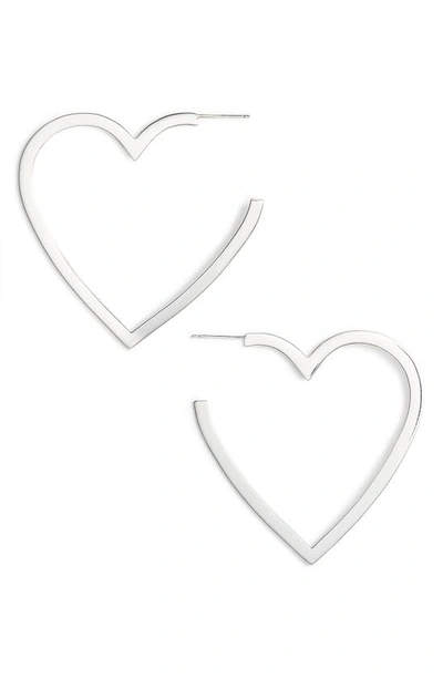Shop Jennifer Zeuner Larissa Medium Open Heart Earrings In Sterling Silver