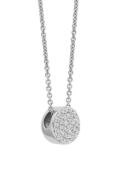 Shop Monica Vinader Ava Diamond Button Pendant Necklace In Silver