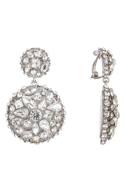 Shop Nina Drop Earrings In Rhodium/ White Crystal