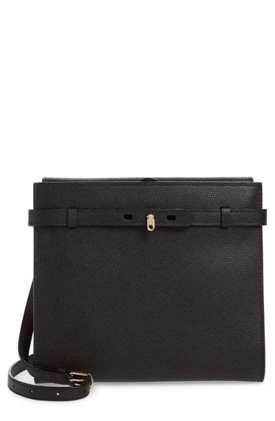 Shop Valextra Medium B-tracollina Leather Shoulder Bag/clutch In Black