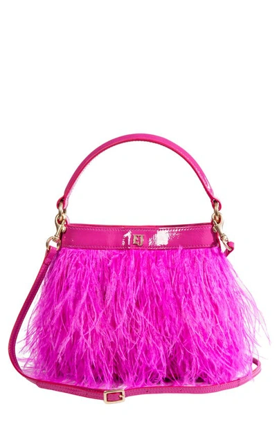 Shop Eric Javits Shindig Ostrich Feather Top Handle Bag In Fuchsia