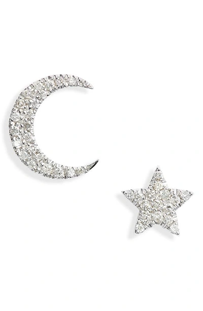Shop Meira T Mismatched Diamond Stud Earrings In White Gold