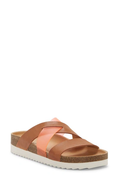 Shop Lucky Brand Hafina Slide Sandal In Latte/ Grenadine Leather