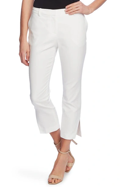 Shop Vince Camuto Side Slit Cotton Blend Doubleweave Trousers In New Ivory