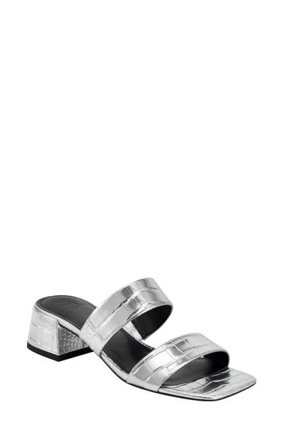Shop Marc Fisher Ltd Pat Slide Sandal In Silver Leather