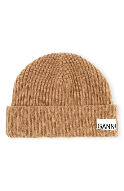 Shop Ganni Recycled Wool Blend Hat In Tigers Eye