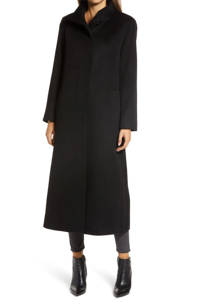 Shop Fleurette Long Stand Collar Cashmere Coat In Black
