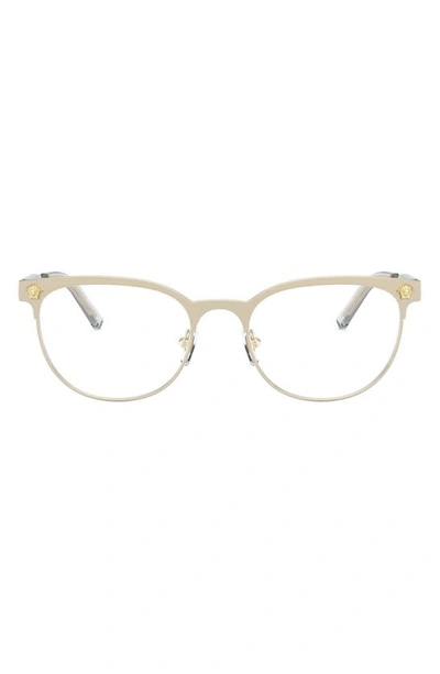 Shop Versace 53mm Oval Optical Glasses In Pale Gold