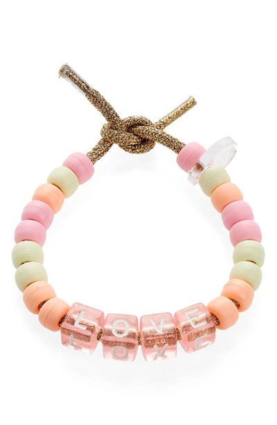Shop Lauren Rubinski Love Beaded Bracelet In Pink/ Peach