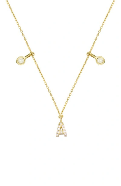 Shop Stone And Strand Double Diamond Initial Pendant Necklace In Yellow Gold/ A