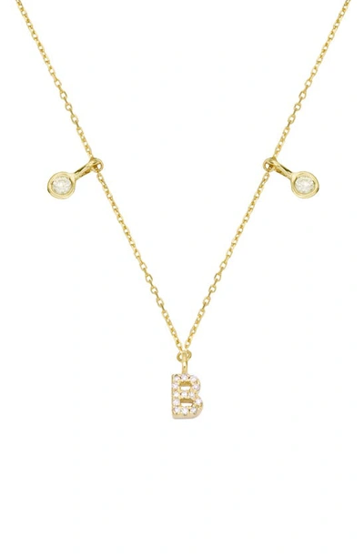 Shop Stone And Strand Double Diamond Initial Pendant Necklace In Yellow Gold/ B