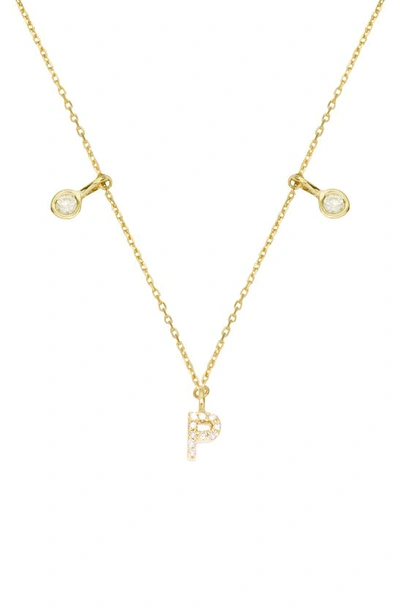 Shop Stone And Strand Double Diamond Initial Pendant Necklace In Yellow Gold/ P