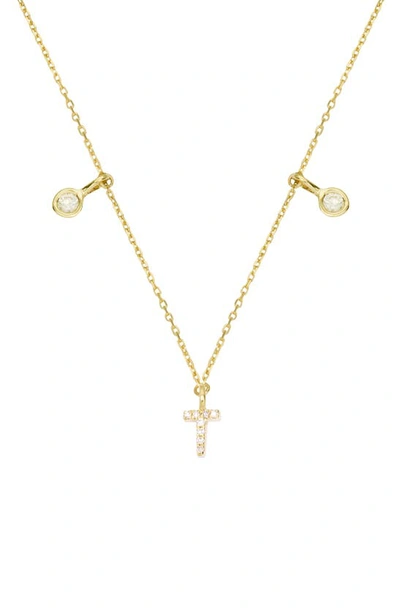 Shop Stone And Strand Double Diamond Initial Pendant Necklace In Yellow Gold/ T