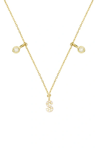 Shop Stone And Strand Double Diamond Initial Pendant Necklace In Yellow Gold/ S