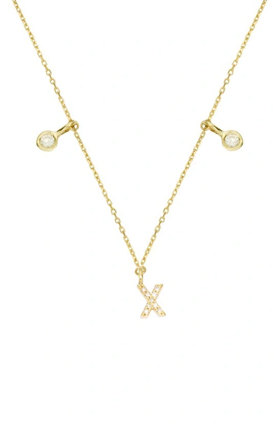 Shop Stone And Strand Double Diamond Initial Pendant Necklace In Yellow Gold/ X