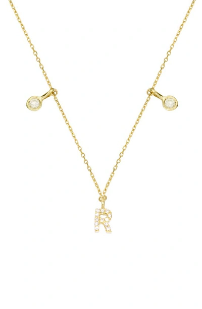 Shop Stone And Strand Double Diamond Initial Pendant Necklace In Yellow Gold/ R