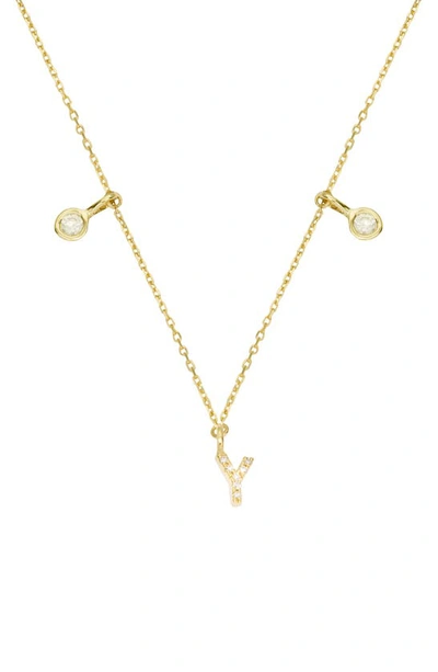 Shop Stone And Strand Double Diamond Initial Pendant Necklace In Yellow Gold/ Y