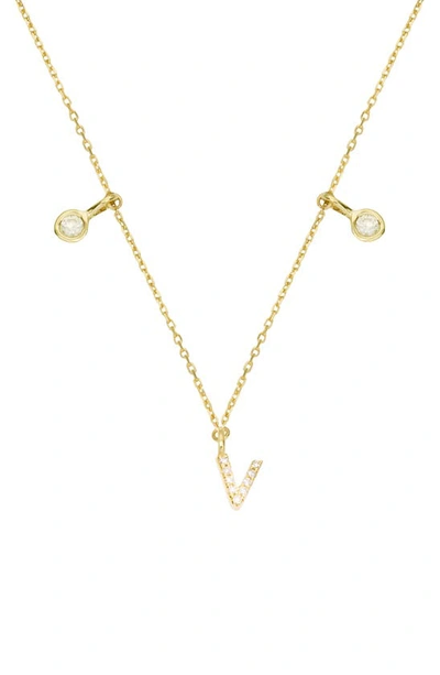 Shop Stone And Strand Double Diamond Initial Pendant Necklace In Yellow Gold/ V