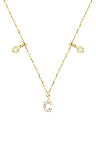 Shop Stone And Strand Double Diamond Initial Pendant Necklace In Yellow Gold/ C